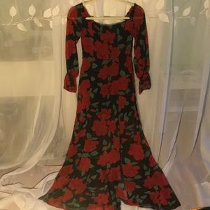 Off the shoulder floral leg slit dress